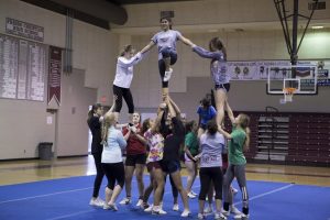 The Fc high school cheerleaders practice their routine for upcoming competitions, Jan. 13.